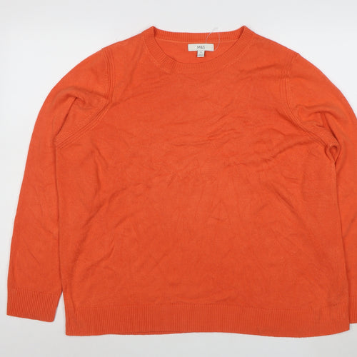 Marks and Spencer Women's Orange Size 22 Crew Neck Knit Jumper