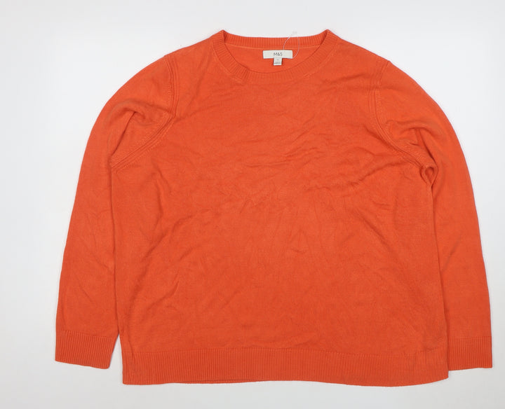 Marks and Spencer Women's Orange Size 22 Crew Neck Knit Jumper
