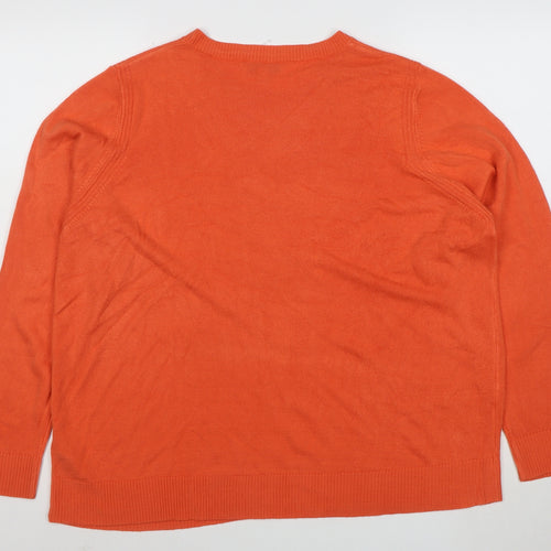 Marks and Spencer Women's Orange Size 22 Crew Neck Knit Jumper