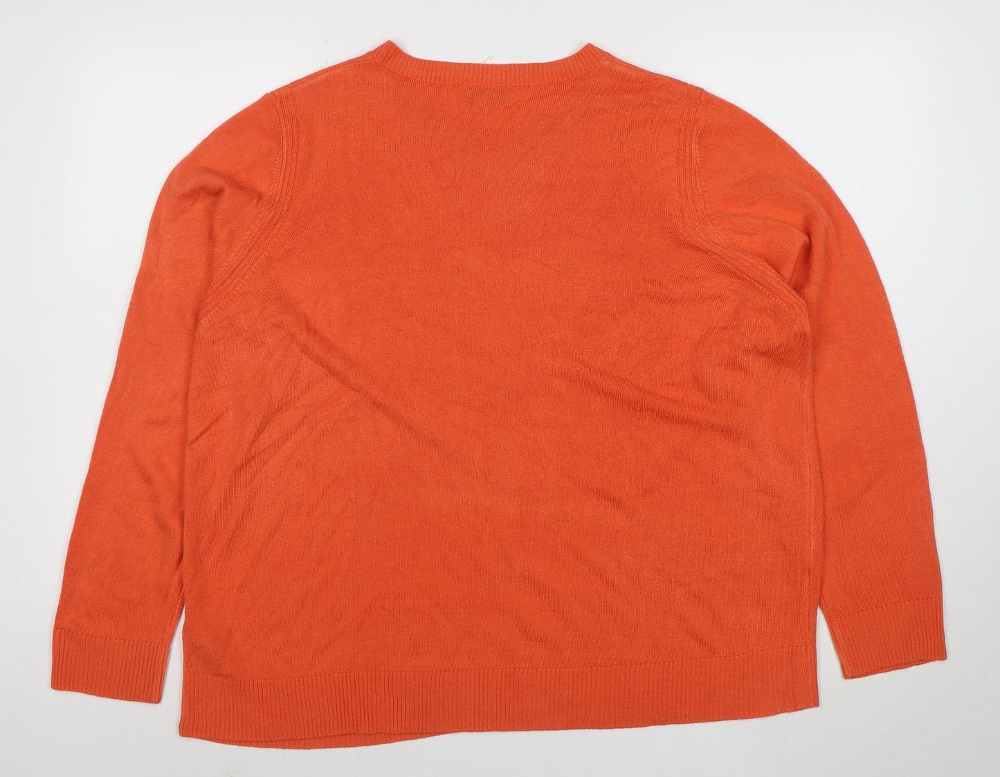 Marks and Spencer Women's Orange Size 22 Crew Neck Knit Jumper