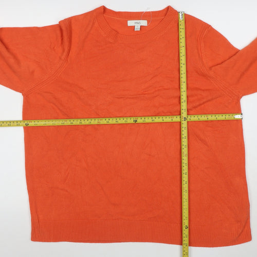 Marks and Spencer Women's Orange Size 22 Crew Neck Knit Jumper