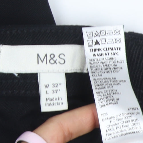Marks and Spencer Men's Black Cargo Tapered Fit Trousers 32W 31L