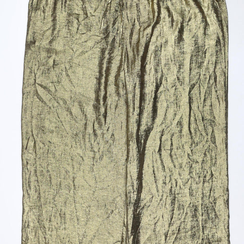 Marks and Spencer Women’s Gold Wide-Leg Trousers Size 24