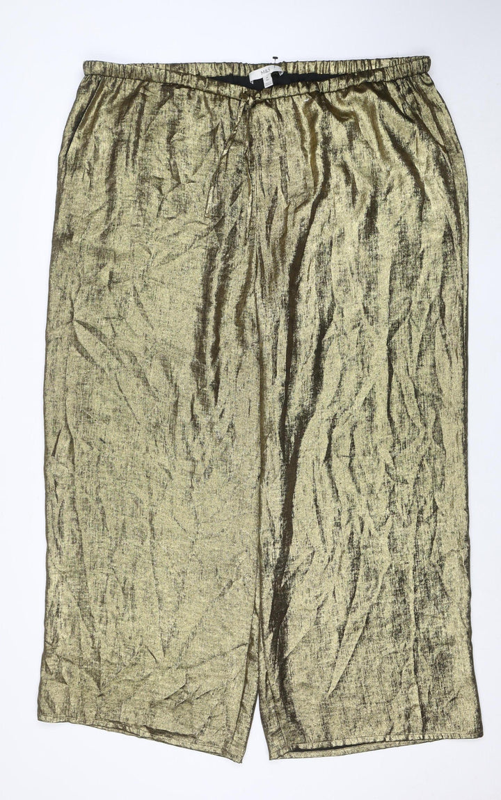 Marks and Spencer Women’s Gold Wide-Leg Trousers Size 24