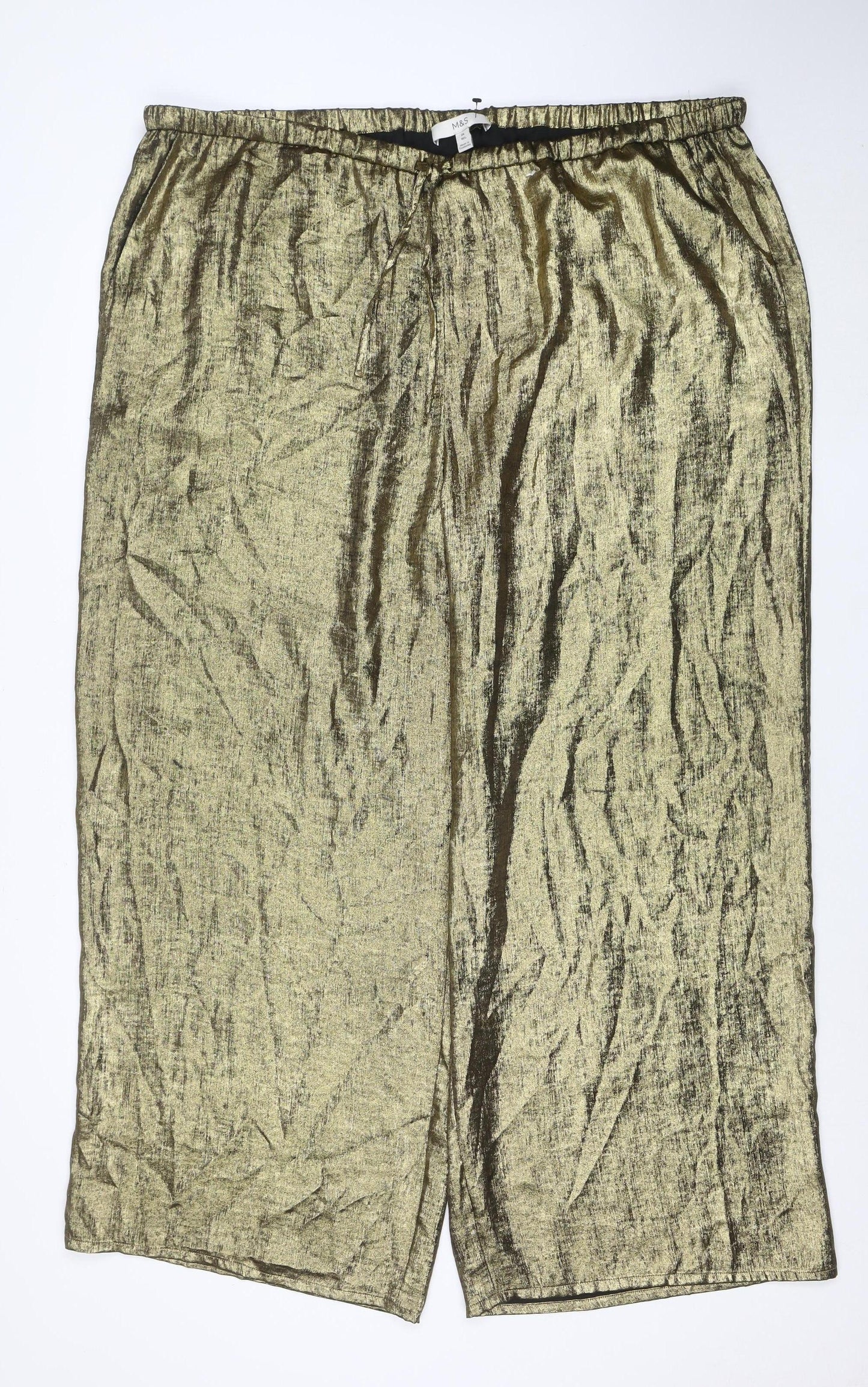 Marks and Spencer Women’s Gold Wide-Leg Trousers Size 24