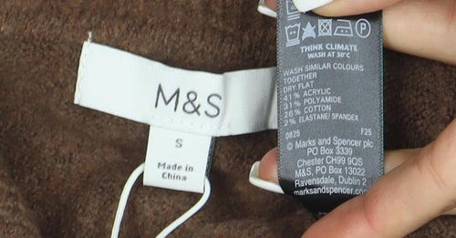 Marks and Spencer Women Brown Small Collared Button Cardigan