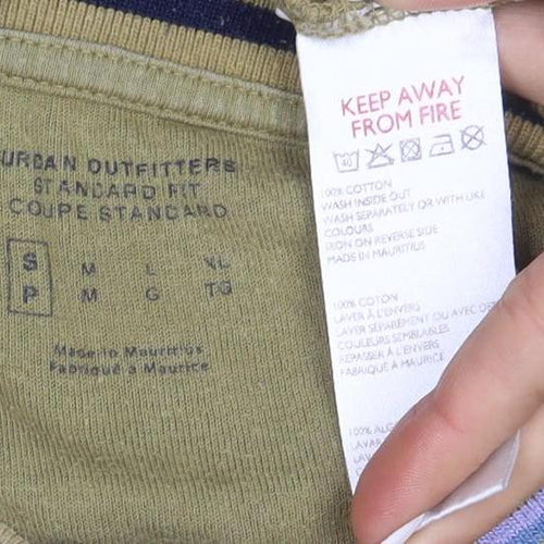 Urban Outfitters Men's Green Cotton Short Sleeve Crew Neck T-Shirt Size S