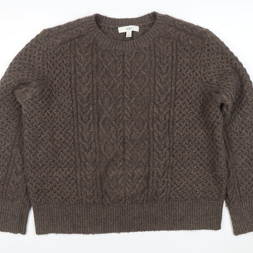 Marks and Spencer Women Brown Cable-Knit Pullover Jumper M