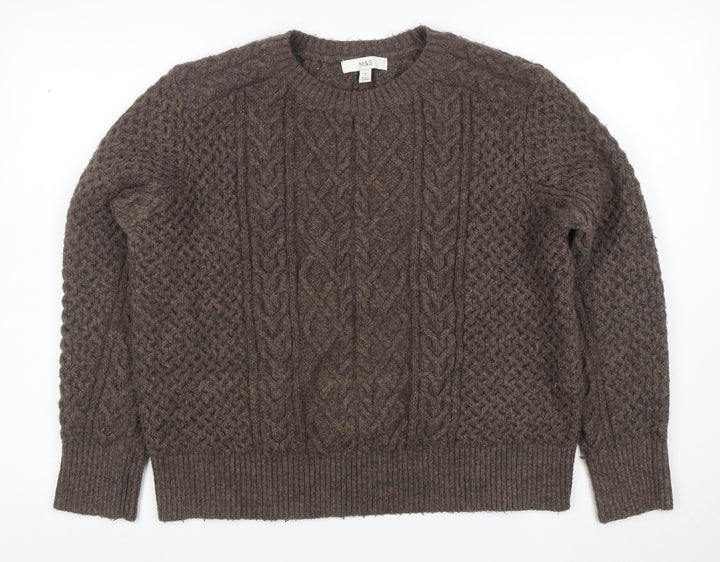 Marks and Spencer Women Brown Cable-Knit Pullover Jumper M