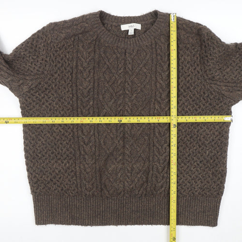 Marks and Spencer Women Brown Cable-Knit Pullover Jumper M