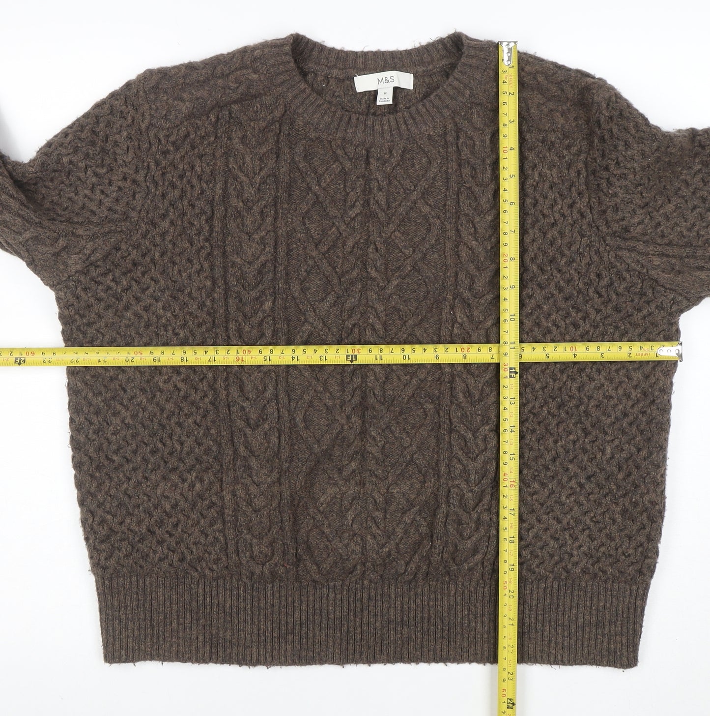 Marks and Spencer Women Brown Cable-Knit Pullover Jumper M