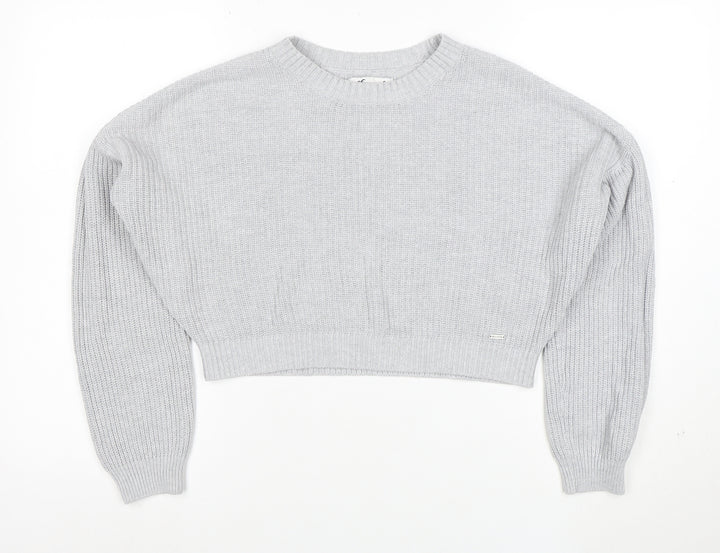 Hollister Women's Grey Knit Pullover Jumper Size S Relaxed Fit