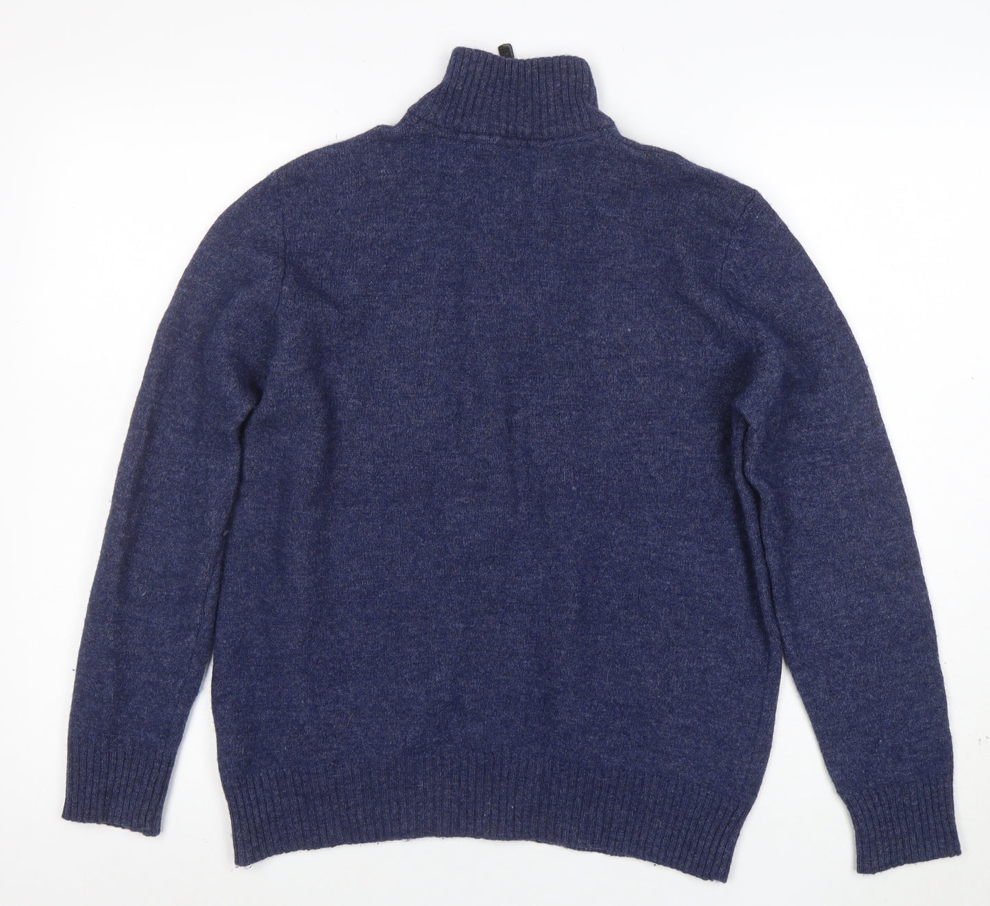Crew Clothing Co. Men's Blue Half Zip Lambswool Jumper Size M