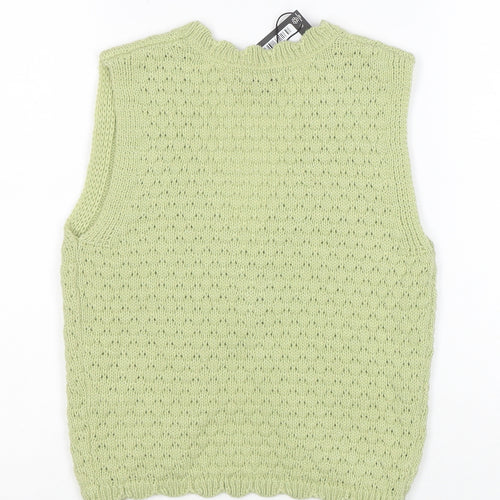 PrettyLittleThing Womens Green Sleeveless V-Neck Knit Cardigan S