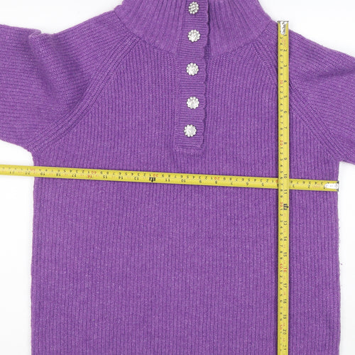 Next Women's Purple Wool Henley Roll Neck Jumper Size S
