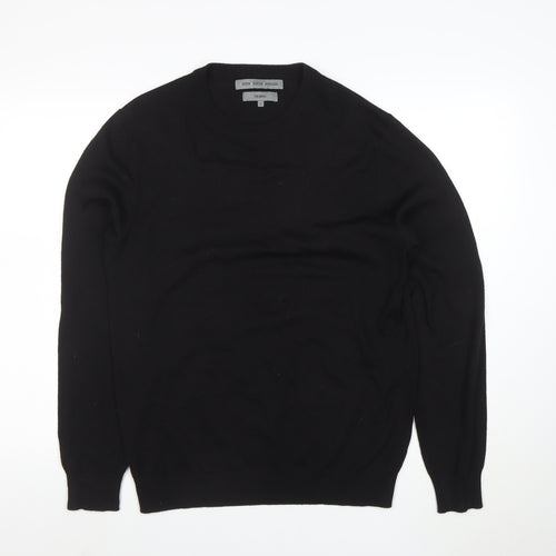 Frederik Anderson Copenhagen Men's Black Merino Wool Crew Neck Jumper L