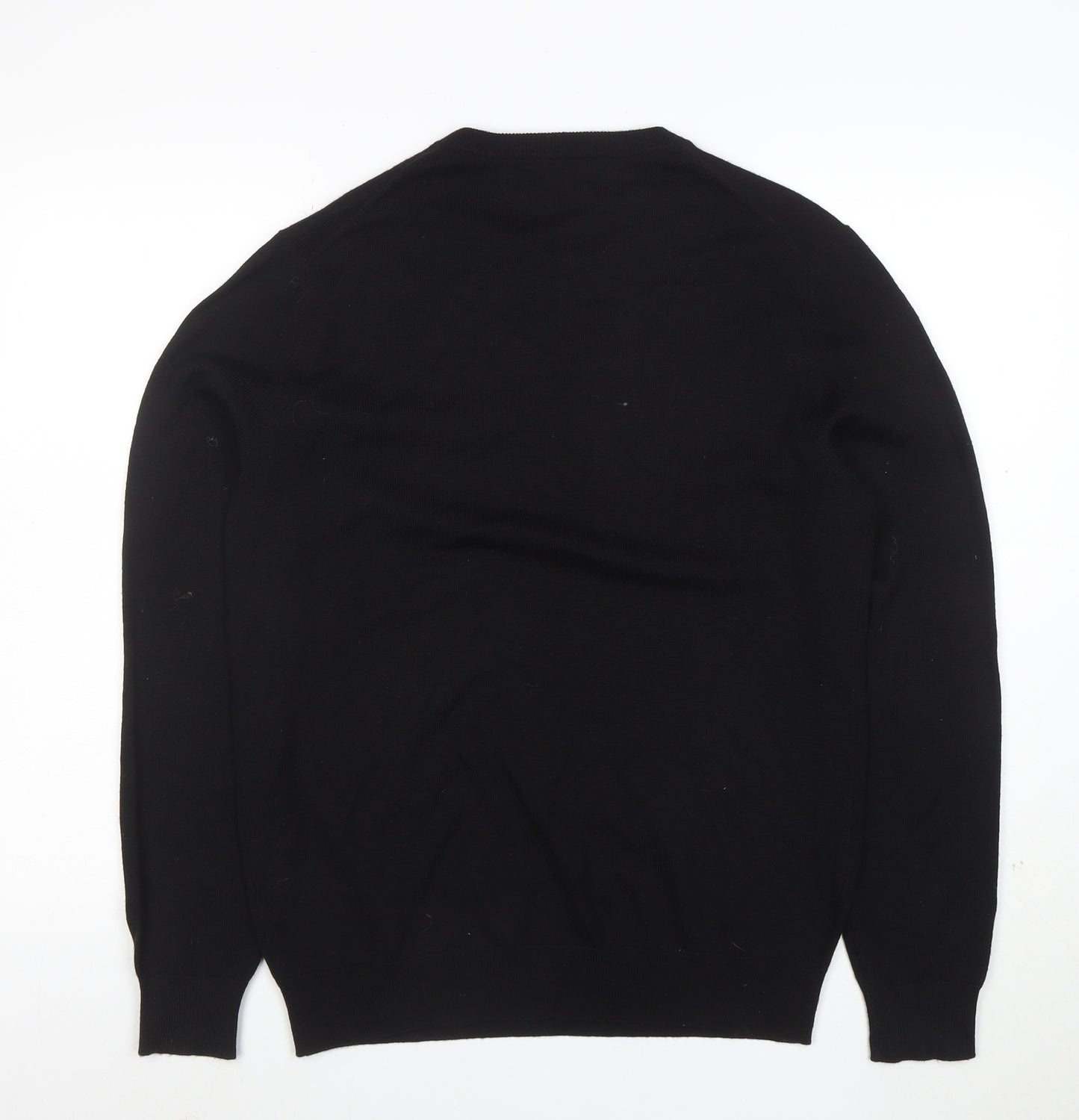 Frederik Anderson Copenhagen Men's Black Merino Wool Crew Neck Jumper L