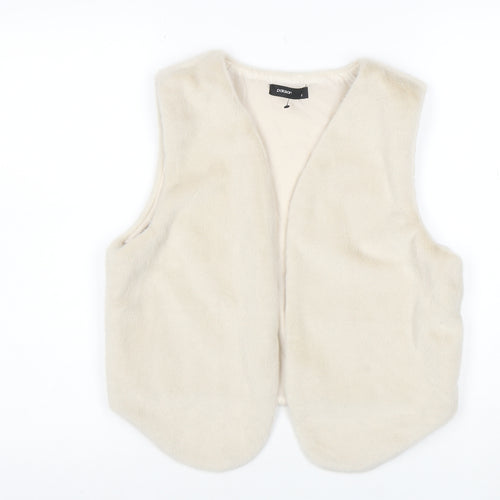 Palasan Women's Ivory Faux Fur Waistcoat Size M Lined Open Front
