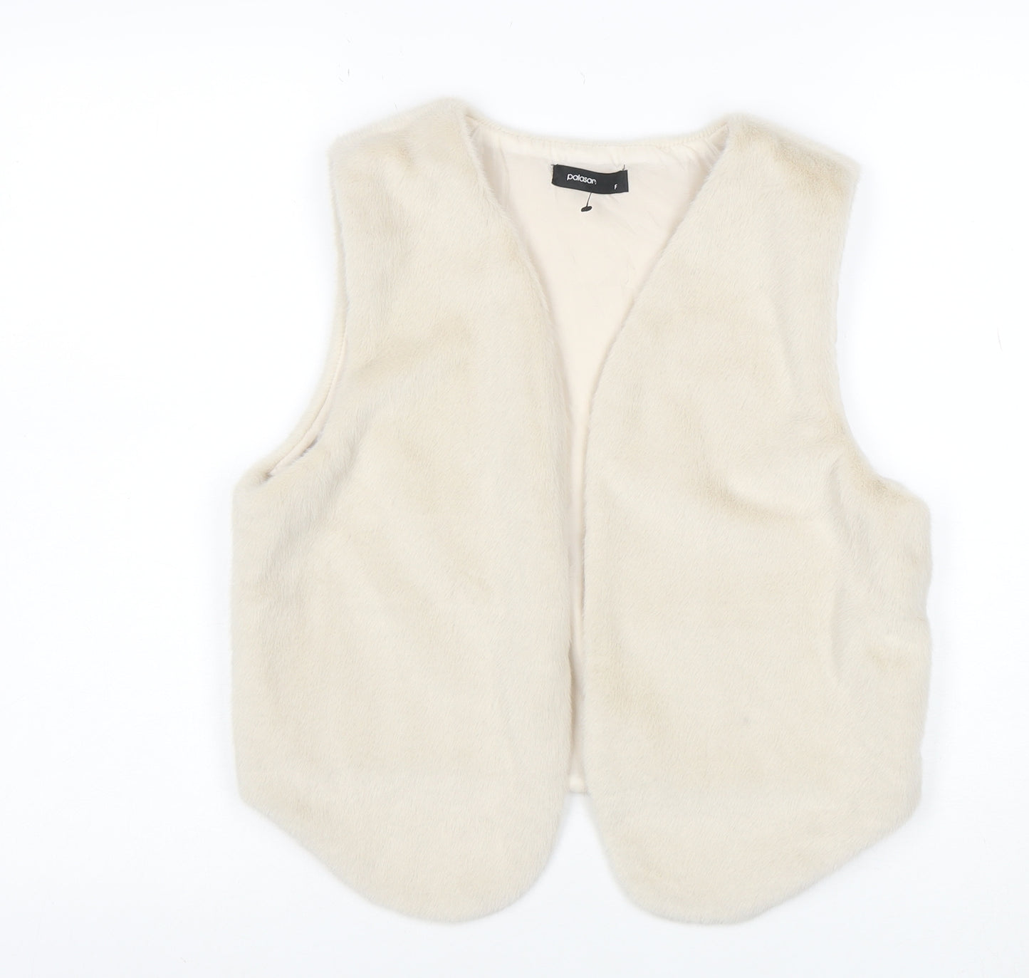 Palasan Women's Ivory Faux Fur Waistcoat Size M Lined Open Front