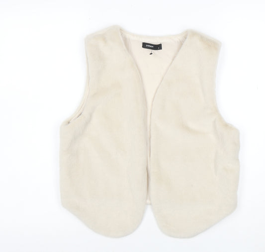 Palasan Women's Ivory Faux Fur Waistcoat Size M Lined Open Front