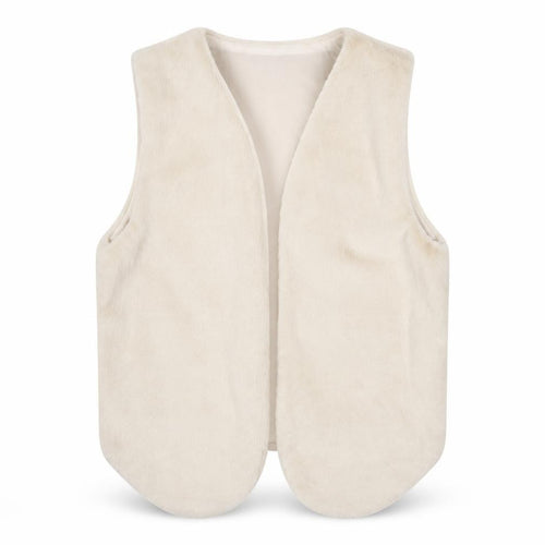 Palasan Women's Ivory Faux Fur Waistcoat Size M Lined Open Front