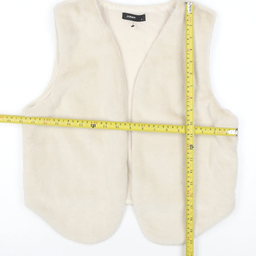 Palasan Women's Ivory Faux Fur Waistcoat Size M Lined Open Front