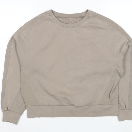 Oysho Women Beige Relaxed Fit Pullover Sweatshirt Size M Cotton Blend