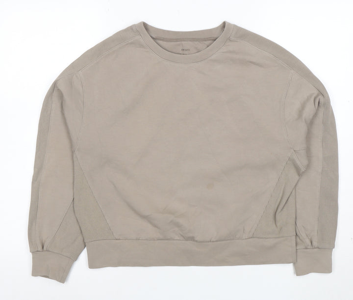 Oysho Women Beige Relaxed Fit Pullover Sweatshirt Size M Cotton Blend