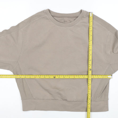 Oysho Women Beige Relaxed Fit Pullover Sweatshirt Size M Cotton Blend