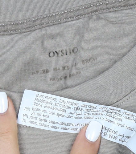 Oysho Women Beige Relaxed Fit Pullover Sweatshirt Size M Cotton Blend
