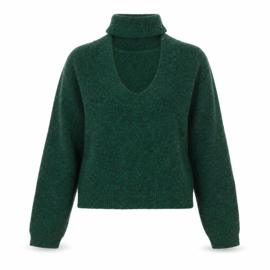 Front view of Zara Women Green Knit Scoop Neck jumper, size S