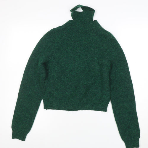 ZARA Women Green Knit Scoop Neck Pullover Jumper Size S