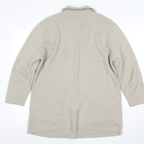 Wallis Women Beige Long Sleeve Collared Cardigan Size 10 Wool Blend