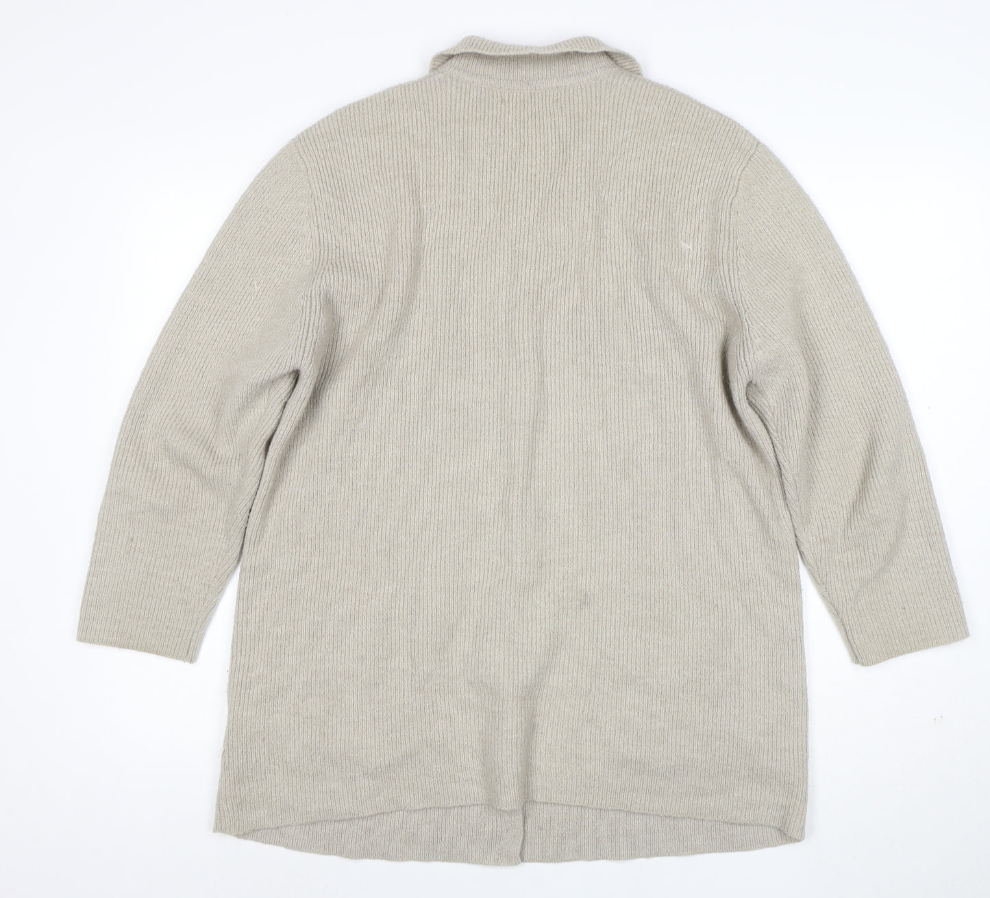 Wallis Women Beige Long Sleeve Collared Cardigan Size 10 Wool Blend