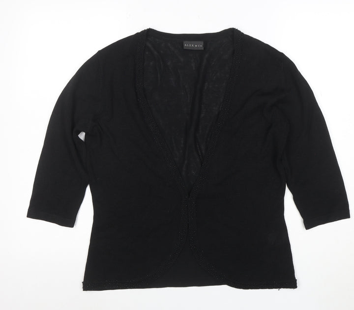 Alex & Co Women’s Black Size 14 Viscose Acrylic Beaded Cardigan