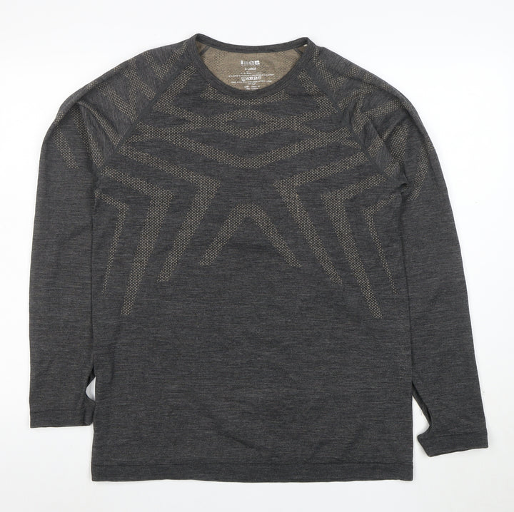 INOC Womens Grey Merino Wool Blend Long Sleeve Athletic Top Size XL
