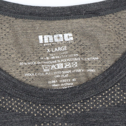 INOC Womens Grey Merino Wool Blend Long Sleeve Athletic Top Size XL