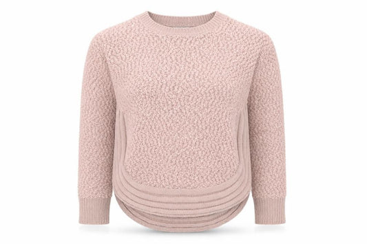 Front view of Apricot women’s pink crew neck chunky knit jumper, size UK 10