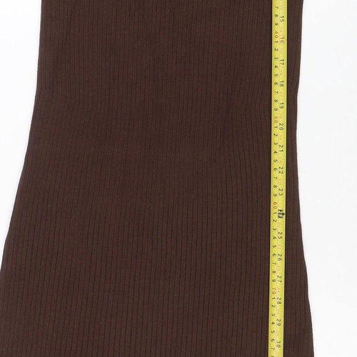 New Look Maternity Brown Ribbed Bodycon Midi Dress Size 12