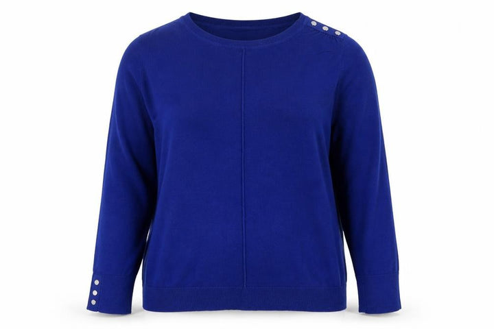 Wallis Women's Blue Crew Neck Button Detail Jumper Size 14