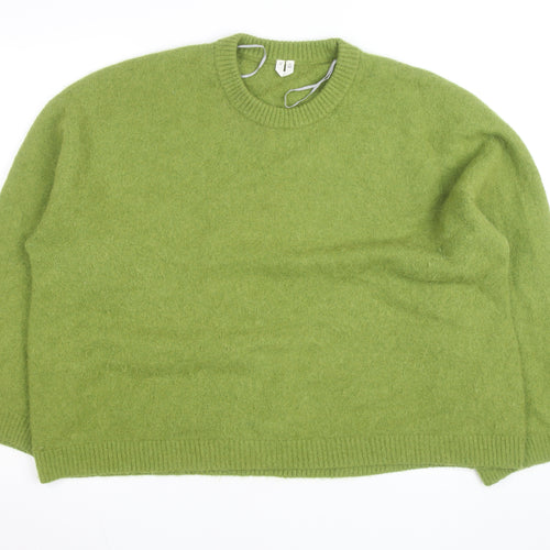 H&M Women's Green Wool Alpaca Knit Pullover Jumper Size 14