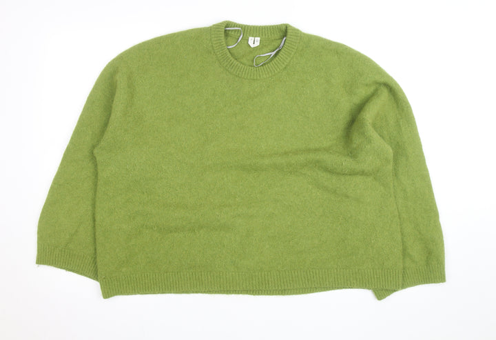 H&M Women's Green Wool Alpaca Knit Pullover Jumper Size 14