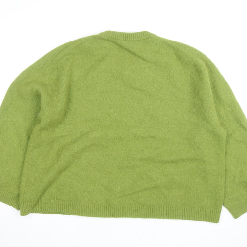 H&M Women's Green Wool Alpaca Knit Pullover Jumper Size 14