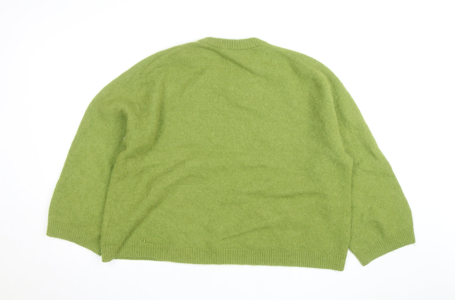 H&M Women's Green Wool Alpaca Knit Pullover Jumper Size 14