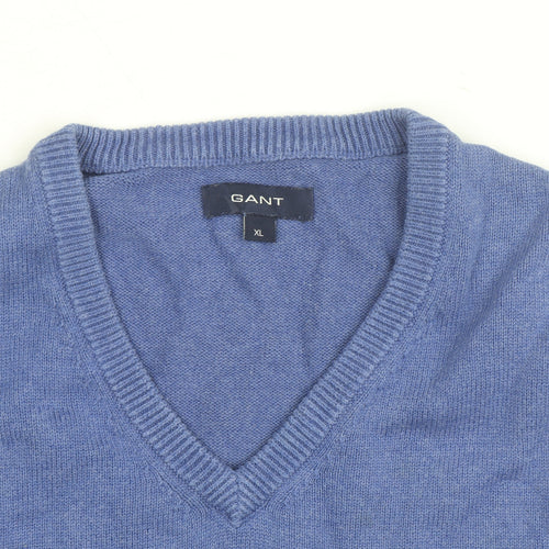 Gant Men's Blue Cotton V-Neck Sleeveless Jumper Vest XL