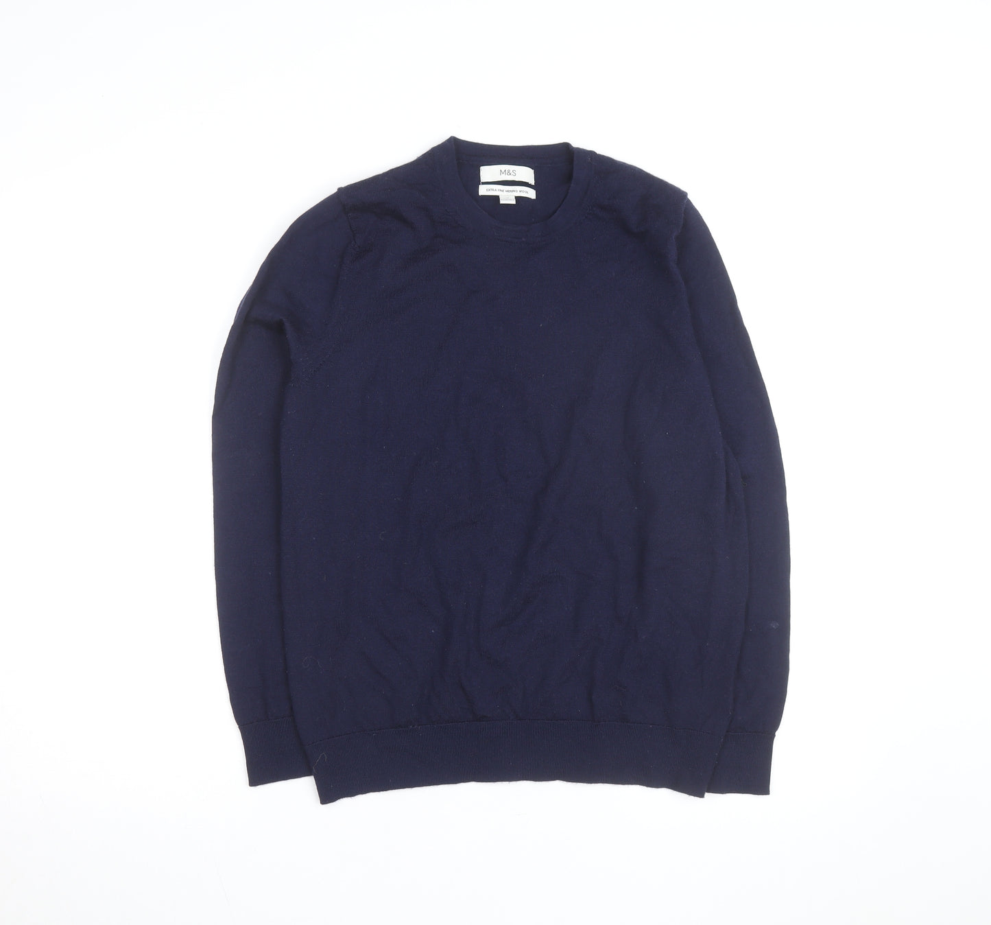 Marks and Spencer Women’s Blue Merino Wool Crew Neck Jumper Size 14