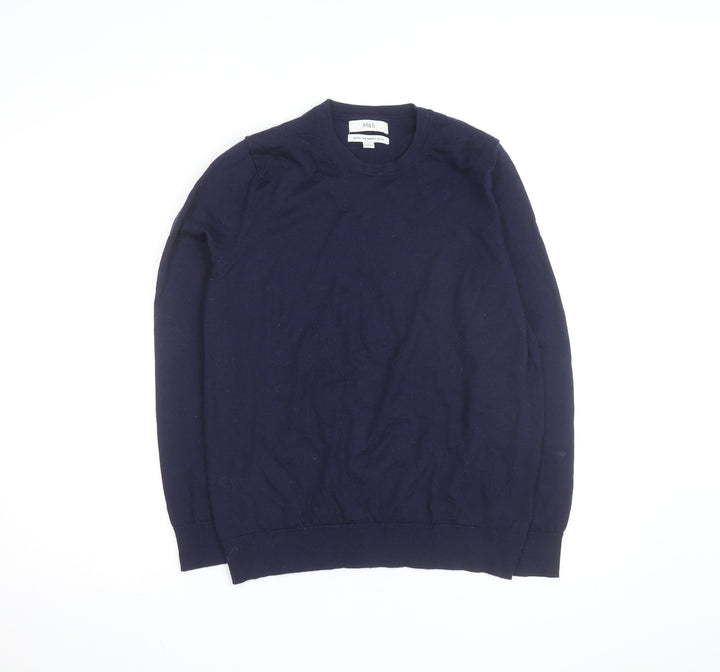 Marks and Spencer Women’s Blue Merino Wool Crew Neck Jumper Size 14