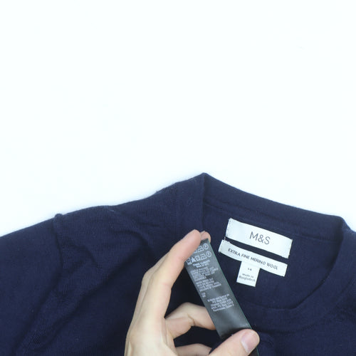 Marks and Spencer Women’s Blue Merino Wool Crew Neck Jumper Size 14