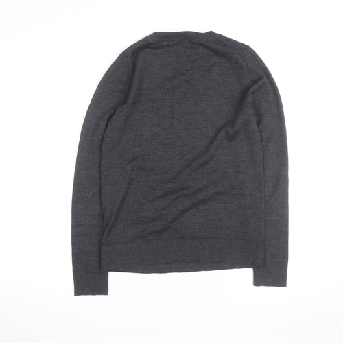 Hobbs Grey Wool Dog Motif Crew Neck Men's Pullover Jumper Size S