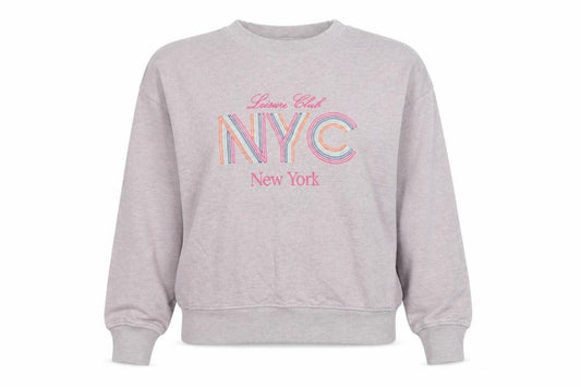 Front view of Next Women Grey NYC Graphic Pullover Sweatshirt, size XS